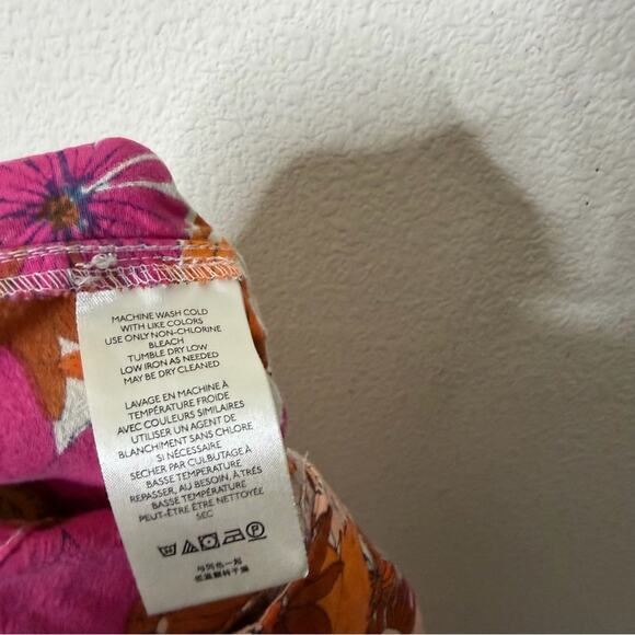 Free People Tessa Tapered Trousers Orange Floral Womens Pants Size 0 - Picture 6 of 7